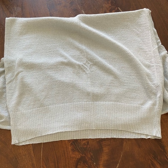 Long Tunic Style Shimmery Silver Sweater - Picture 4 of 5